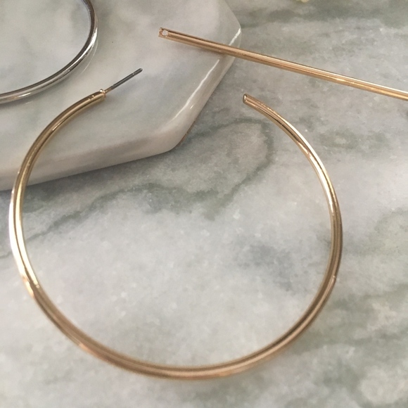 'Longing' Drop Bar Hoop Gold Silver Gypsy Earrings - Picture 6 of 7